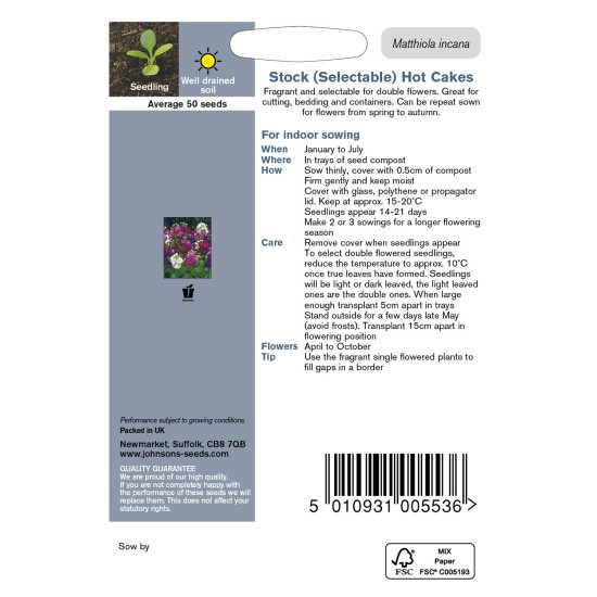 Seminte MATTHIOLA incana-Stock- (Selectable) Hot Cakes -Mixandre cu flori batute