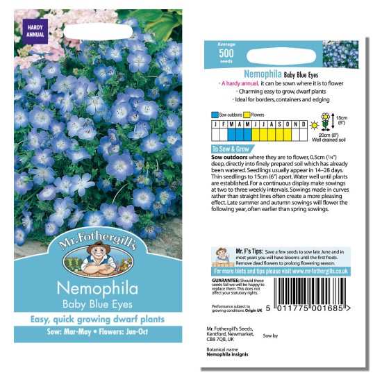 Seminte NEMOPHILA insignis- Baby Blue Eyes -Nemofila -cinci pete