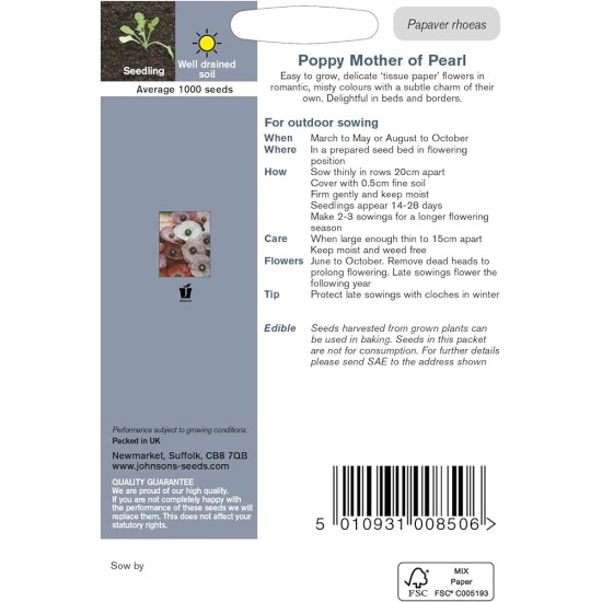 Seminte PAPAVER rhoeas-Poppy- Mother of Pearl -Mac anual