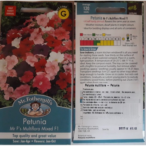 Seminte PETUNIA multiflora - Mr F's Multiflora Mixed F1 -Petunia cu flori medii 