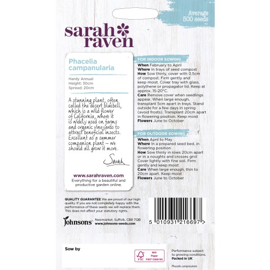 Seminte PHACELIA campanularia- Desert Bluebell -Clopotel californian