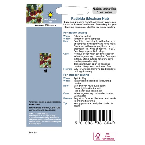 Seminte RATIBIDA columnifera f. pulcherrima- Mexican Hat -Palarie mexicana