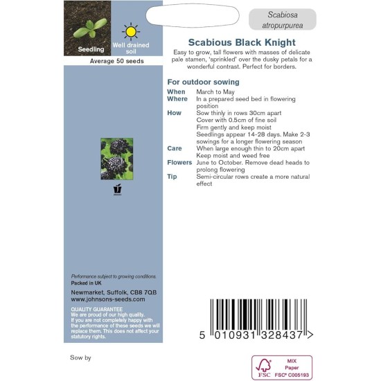 Seminte SCABIOSA atropurpurea-Scabious- Black Knight -Sipica