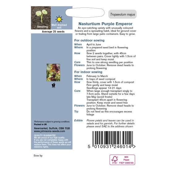 Seminte TROPAEOLUM majus-Nasturtium trailing- Purple Emperor -Condurul doamnei