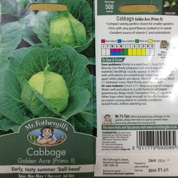 Seminte BRASSICA oleracea capitata-Cabbage- Golden Acre (Primo II) -Varza timpurie