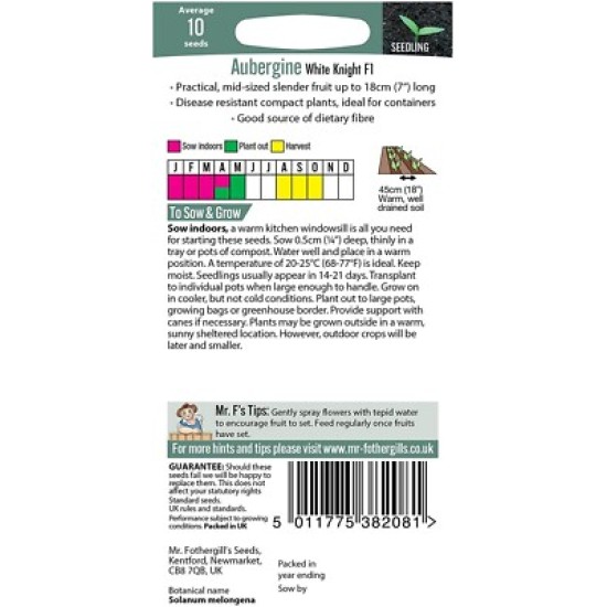 Seminte SOLANUM melongena-Aubergine- White Knight F1 -Vinete albe delicioase