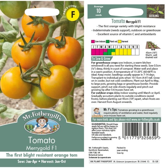 Seminte TOMATO-Solanum lycopersicum- Merrygold F1 -Tomate portocalii